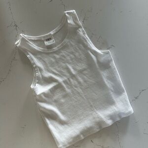 Zara Kids Ribbed White Tank Size 9-10